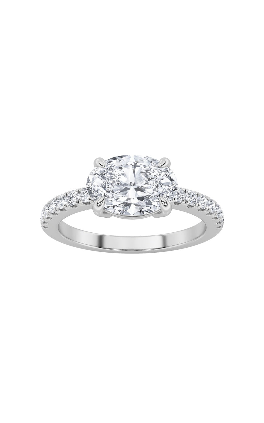 1.5Cttw Oval Shaped Lab Grown Diamond (F/VS) EastWest Accented Ring in 14K Gold