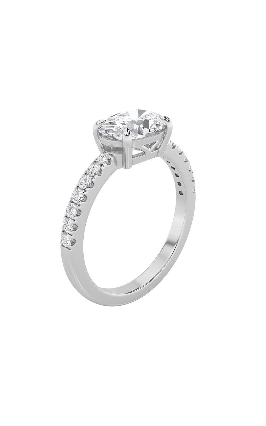 1.5Cttw Oval Shaped Lab Grown Diamond (F/VS) EastWest Accented Ring in 14K Gold
