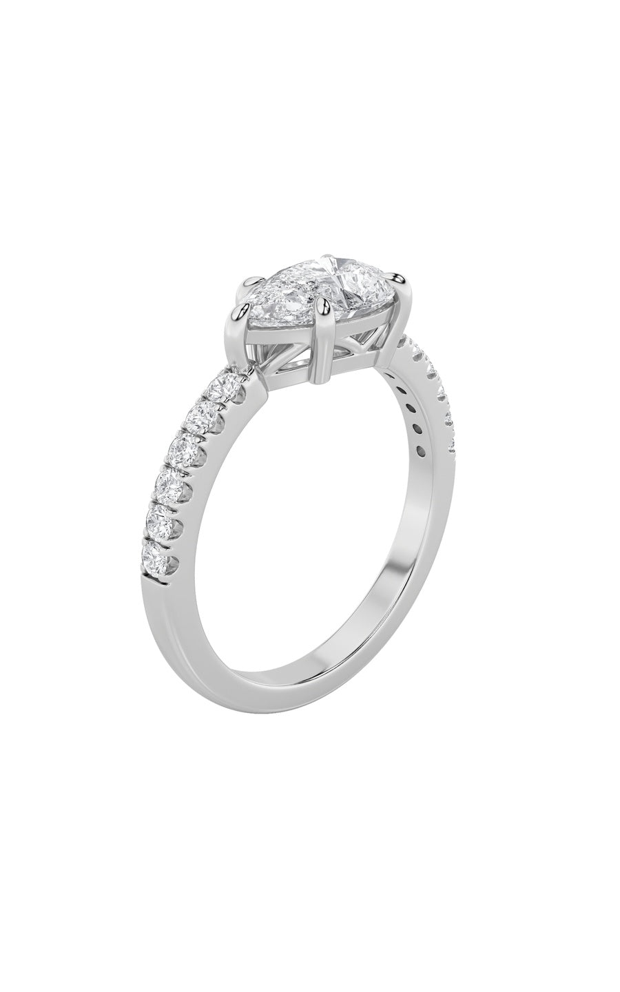 1.5Cttw Pear Shaped Lab Grown Diamond (F/VS) EastWest Accented Ring in 14K Gold