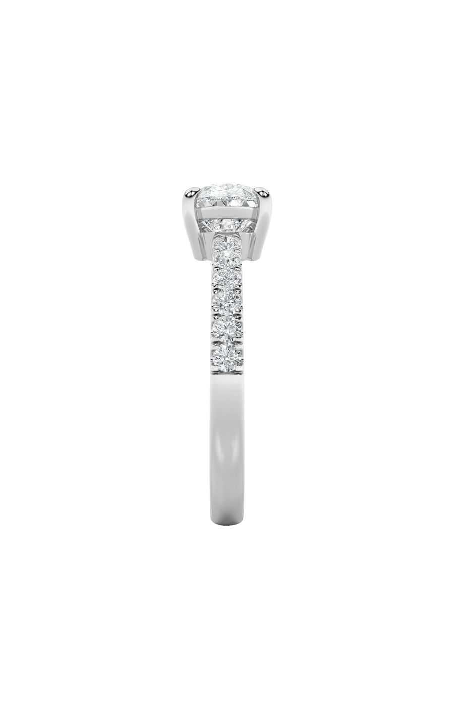 1.5Cttw Pear Shaped Lab Grown Diamond (F/VS) EastWest Accented Ring in 14K Gold
