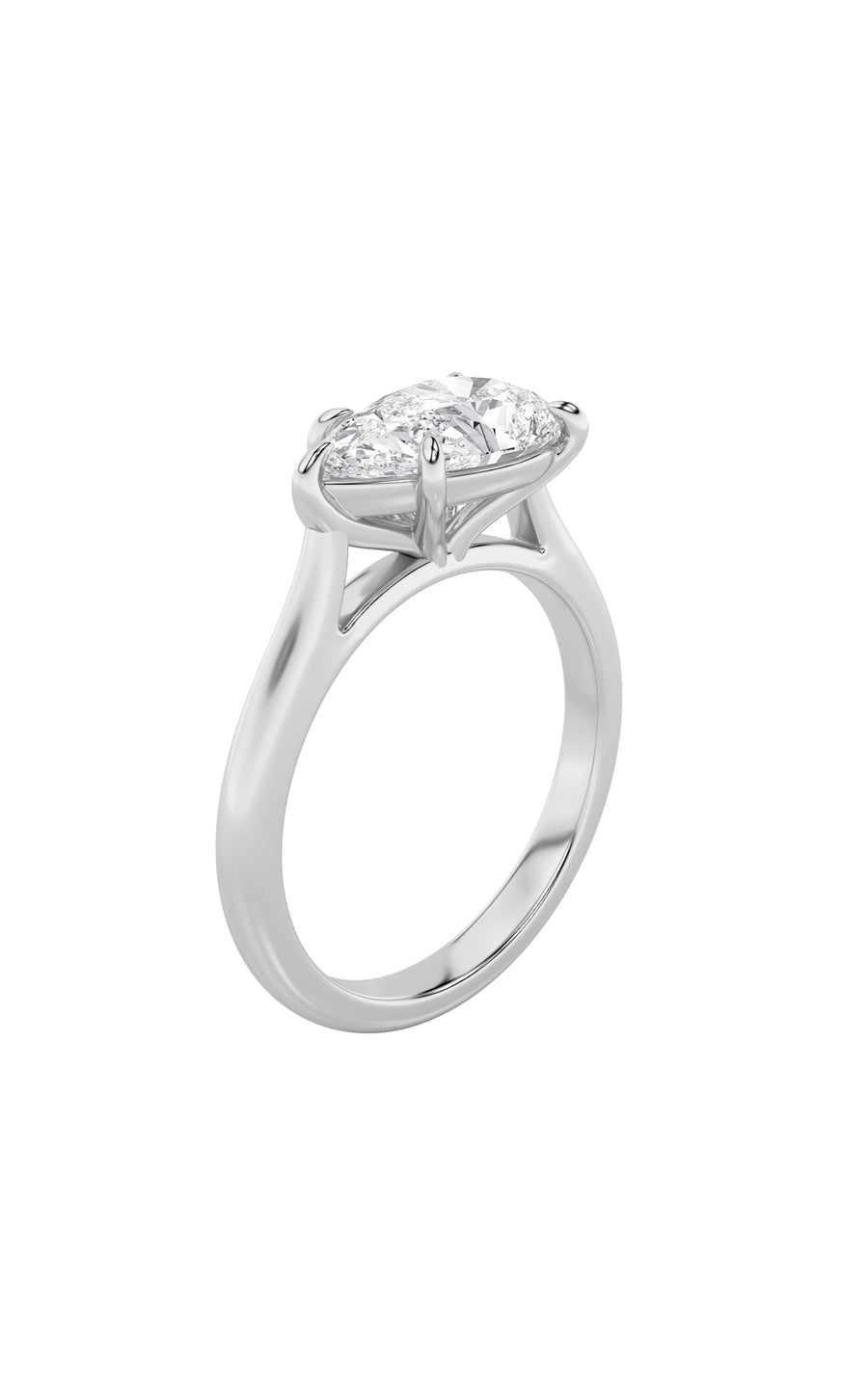 2Cttw Pear Shaped Lab Grown Diamond (F/VS) East West Accented Ring in 14K Gold