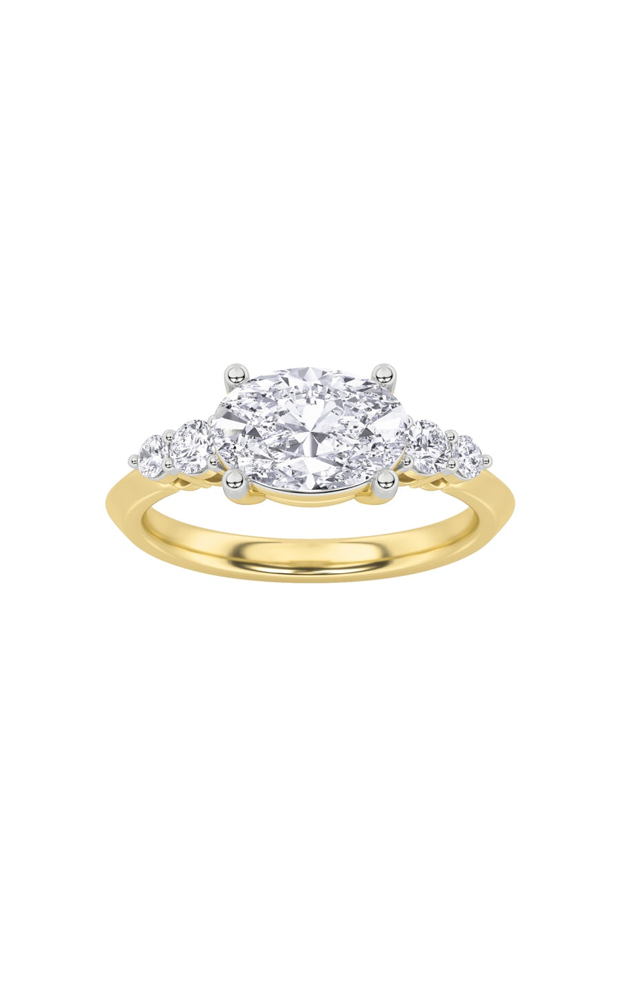 1.5Cttw Oval Shaped Lab Grown Diamond (F/VS) EastWest Five Stone Ring in 14K Gold