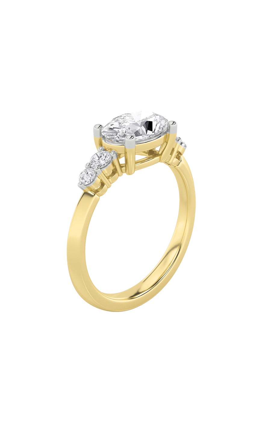 1.5Cttw Oval Shaped Lab Grown Diamond (F/VS) EastWest Five Stone Ring in 14K Gold