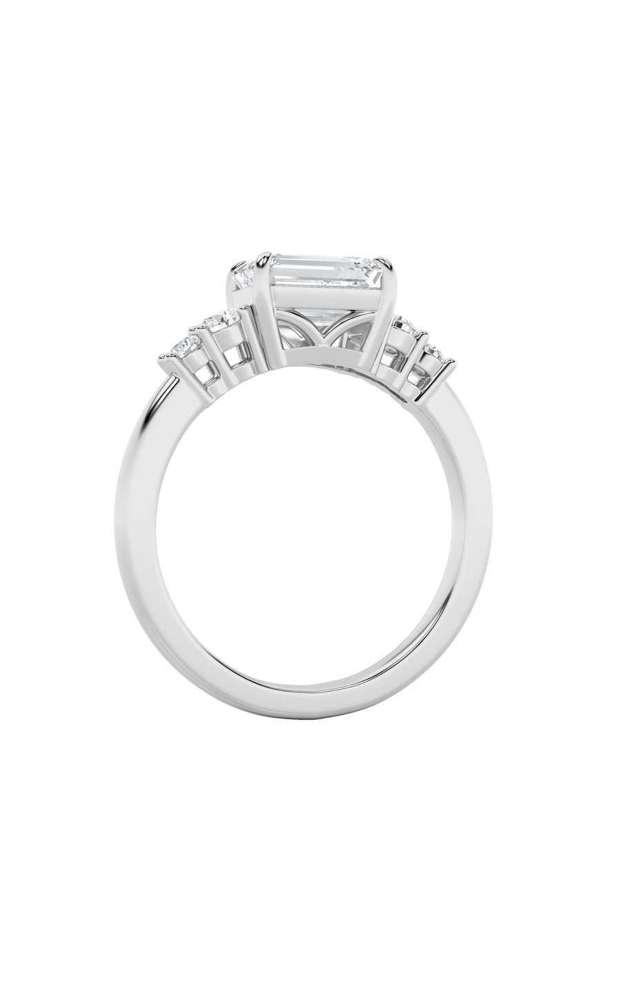 1.5CTW Emerald Shaped Lab Grown Diamond (F/VS) East West Accented Three Stone Ring in 14K Gold