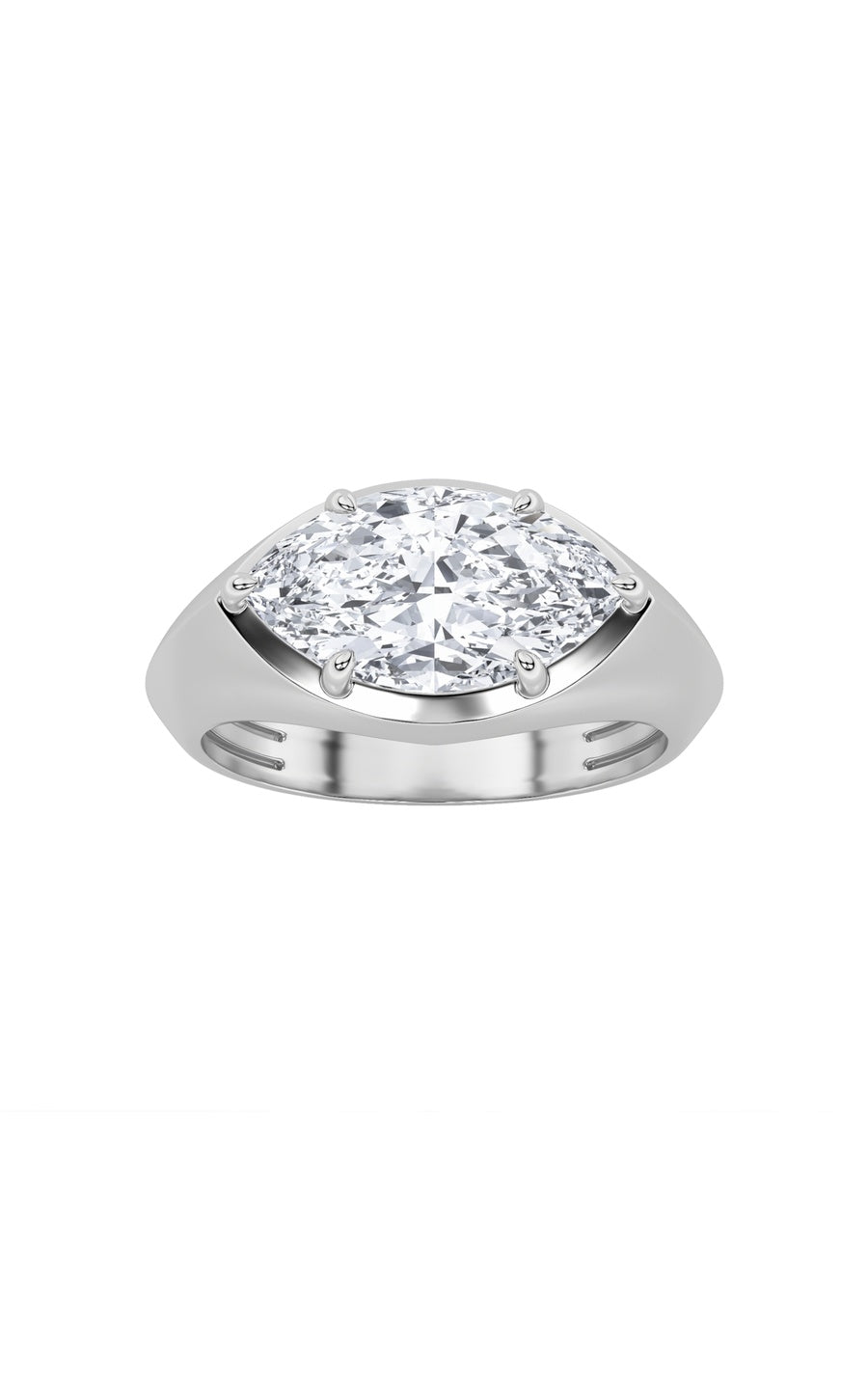 2Cttw Marquise Shaped Lab Grown Diamond (F/VS) East West Solitaire Ring in 14K Gold