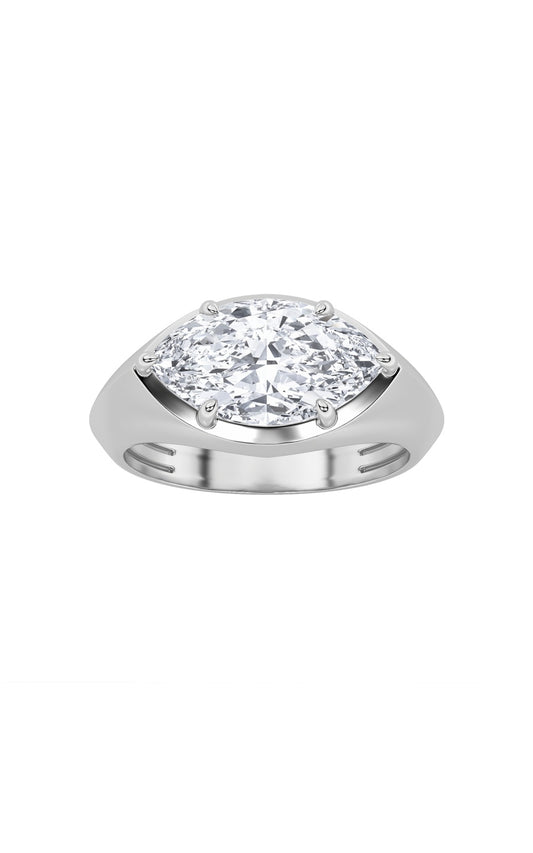 2Cttw Marquise Shaped Lab Grown Diamond (F/VS) East West Solitaire Ring in 14K Gold