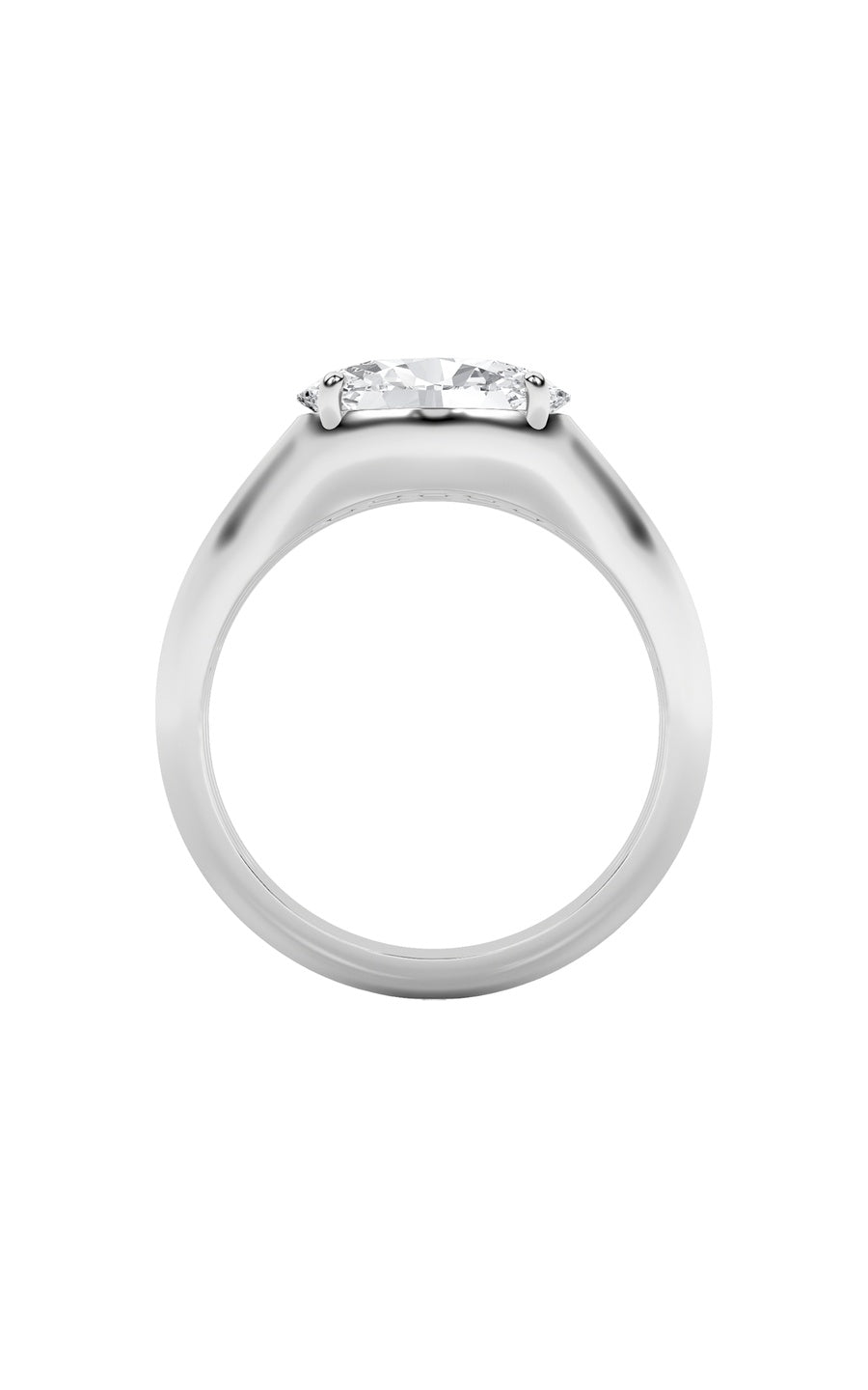 2Cttw Oval Shaped Lab Grown Diamond (F/VS) East West Solitaire Ring in 14K Gold