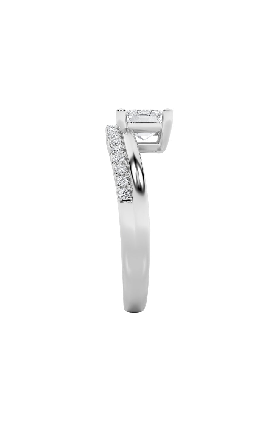 1.5Cttw Emerald Shaped Lab Grown Diamond (F/VS) East West Accented Solitaire Ring in 14K Gold