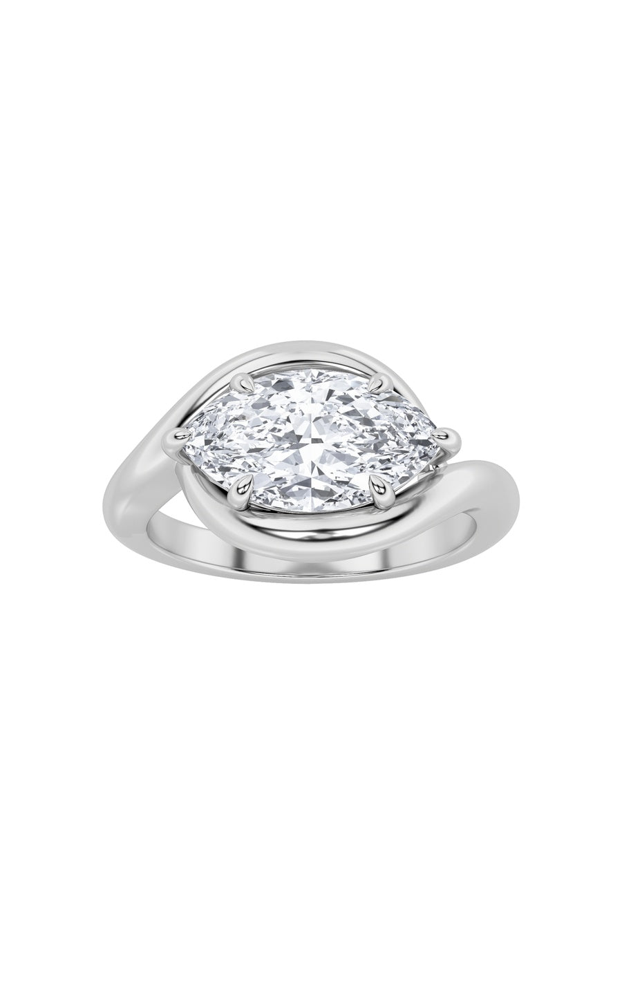 2Cttw Marquise Shaped Lab Grown Diamond (F/VS) East West Solitaire Ring in 14K Gold