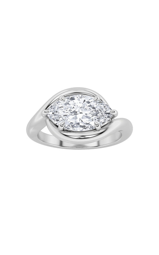 2Cttw Marquise Shaped Lab Grown Diamond (F/VS) East West Solitaire Ring in 14K Gold