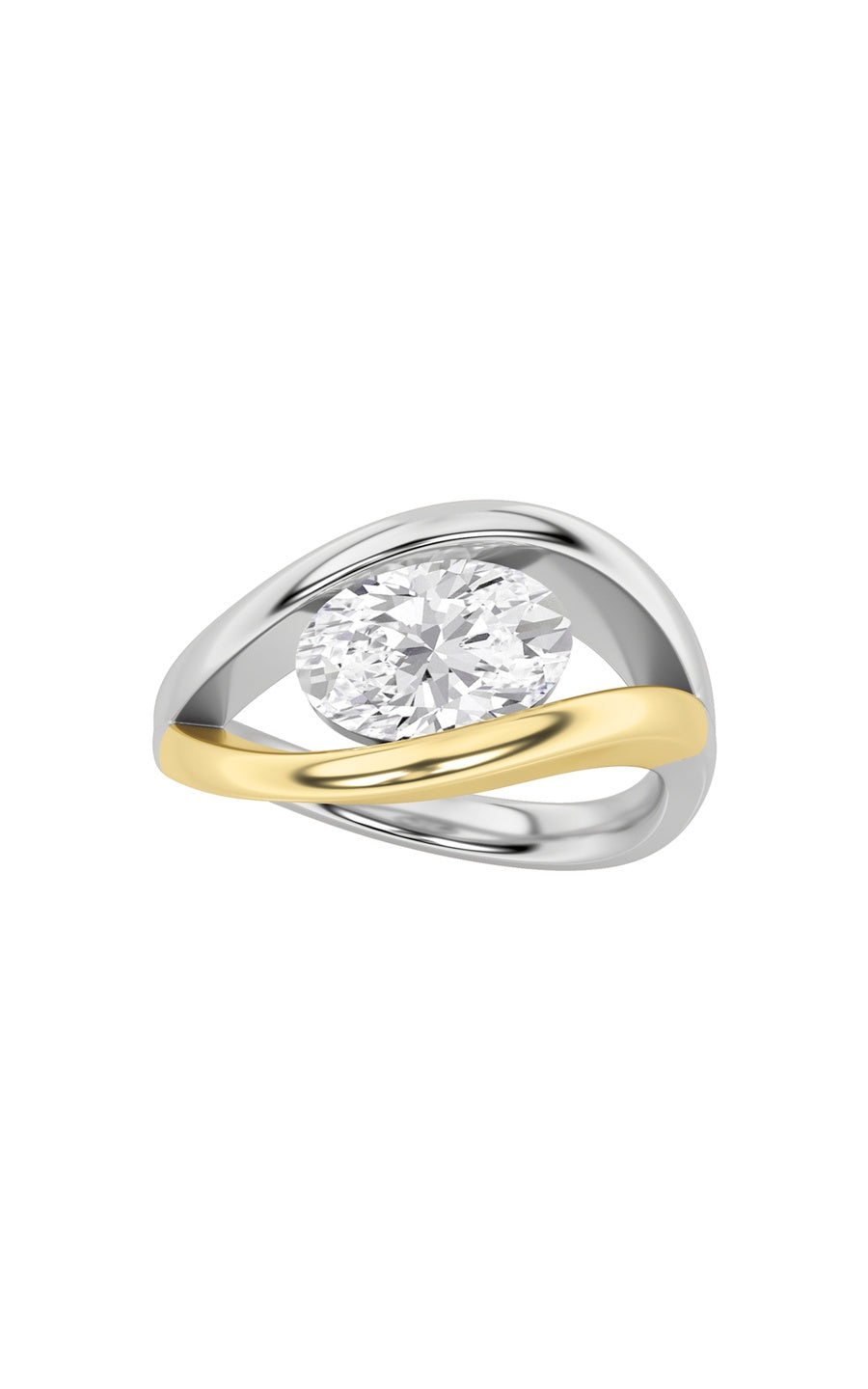 1.5Cttw Oval Shaped Lab Grown Diamond (F/VS) EastWest Solitaire Ring in 14K Gold