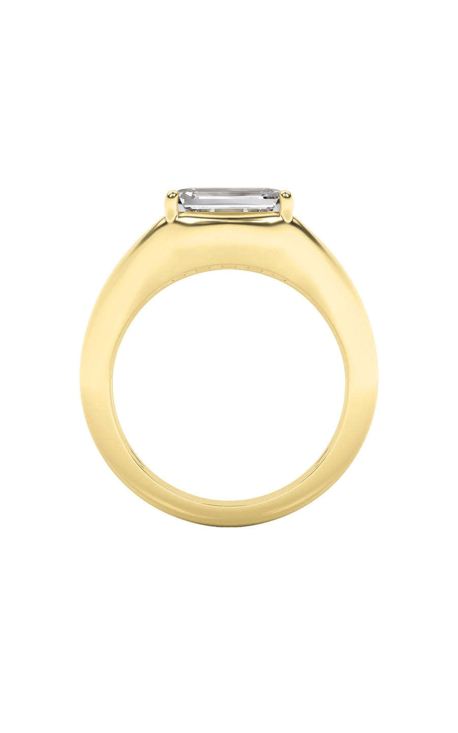 2Cttw Emerald Shaped Lab Grown Diamond (G/VS) EastWest Solitaire Ring in 14K Gold