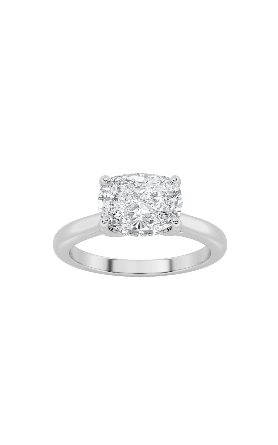 1.5Cttw Elongated Cushion Shaped Lab Grown Diamond(F/VS) East West Solitaire Ring in 14K Gold