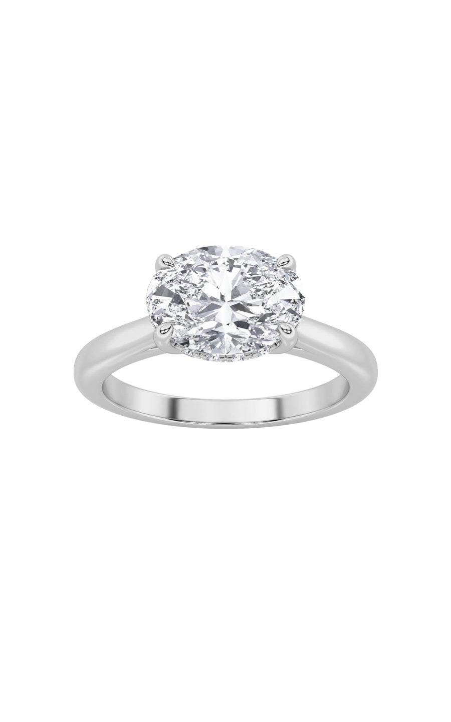 1.5Cttw Oval Shaped Lab Grown Diamond (F/VS) EastWest Solitaire Ring in 14K Gold