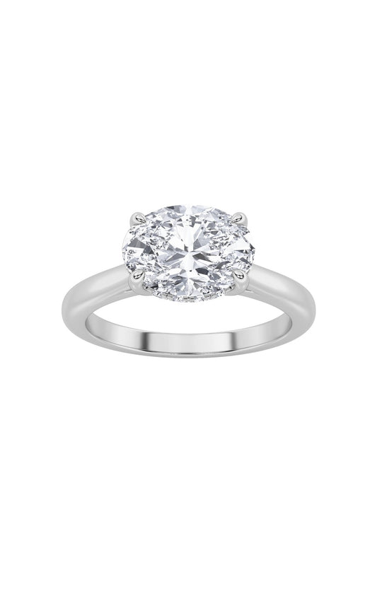 1.5Cttw Oval Shaped Lab Grown Diamond (F/VS) EastWest Solitaire Ring in 14K Gold
