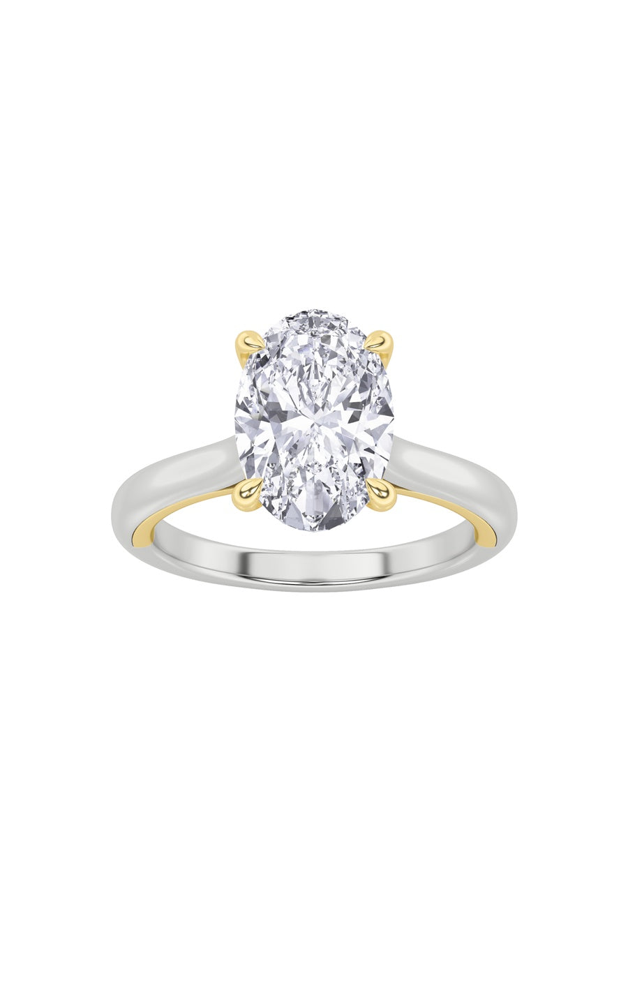 2Cttw Oval Shaped Lab Grown Diamond (F/VS) Solitaire Engagement Ring in 14K Gold