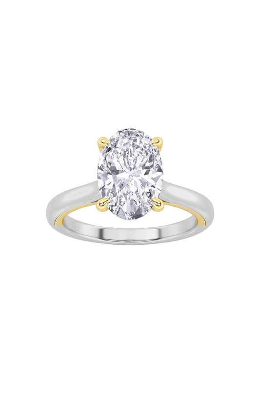 2Cttw Oval Shaped Lab Grown Diamond (F/VS) Solitaire Engagement Ring in 14K Gold