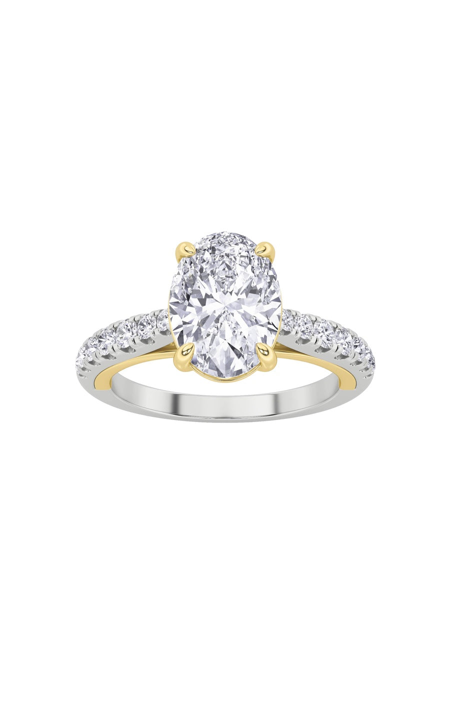 2Cttw Oval Shaped Lab Grown Diamond (F/VS) Solitaire Engagement Ring in 14K Gold
