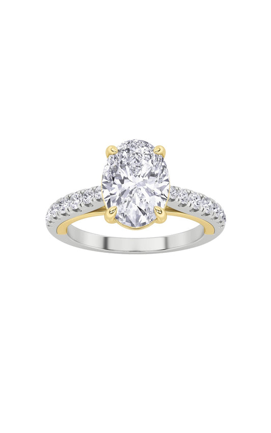 2Cttw Oval Shaped Lab Grown Diamond (F/VS) Solitaire Engagement Ring in 14K Gold