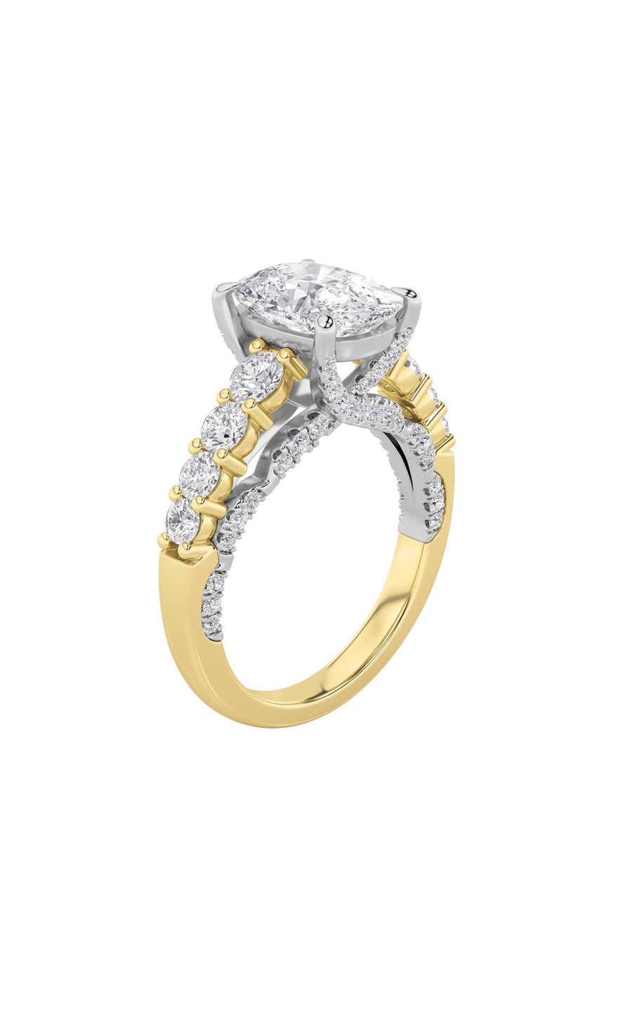 4Cttw Elongated Cushion Shaped Lab Grown Diamond (F/VS)  Ring in 14K Gold