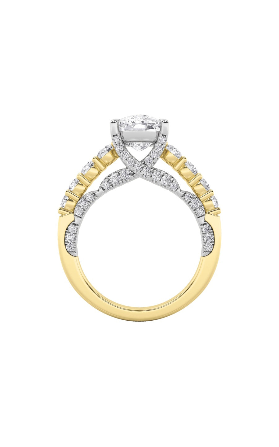 4Cttw Elongated Cushion Shaped Lab Grown Diamond (F/VS)  Ring in 14K Gold