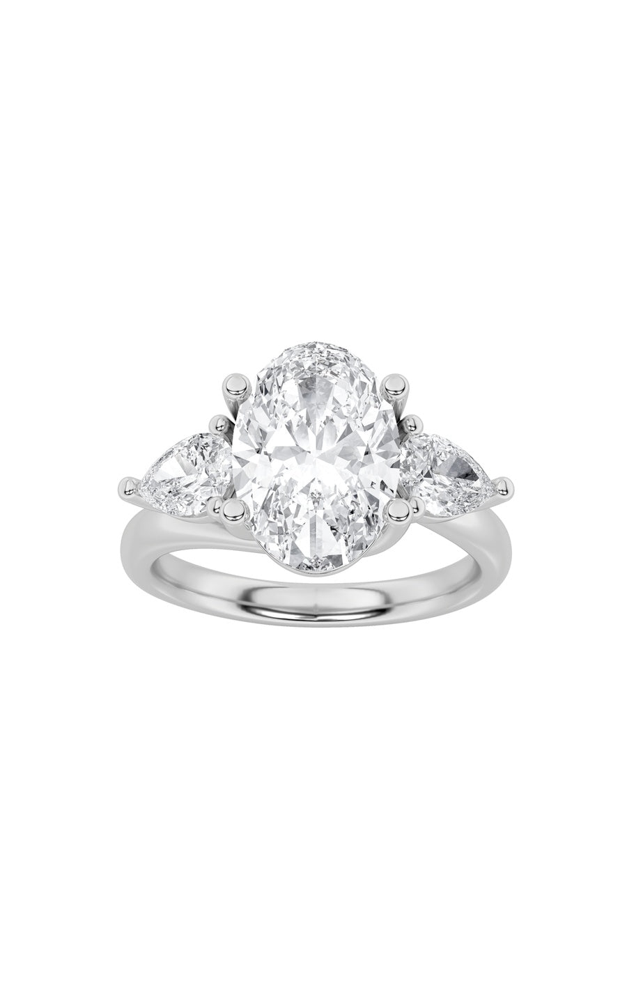 2.5Cttw Oval Shaped Lab Grown Diamond (F/VS) Accented Three Stone Ring in 14K Gold
