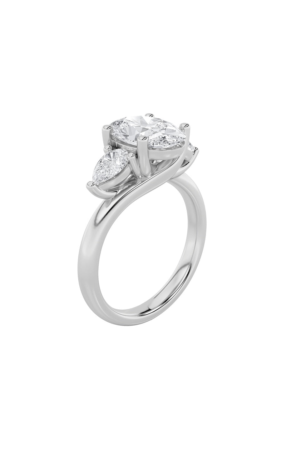 2.5Cttw Oval Shaped Lab Grown Diamond (F/VS) Accented Three Stone Ring in 14K Gold