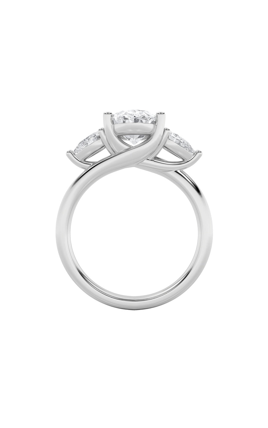 2.5Cttw Oval Shaped Lab Grown Diamond (F/VS) Accented Three Stone Ring in 14K Gold
