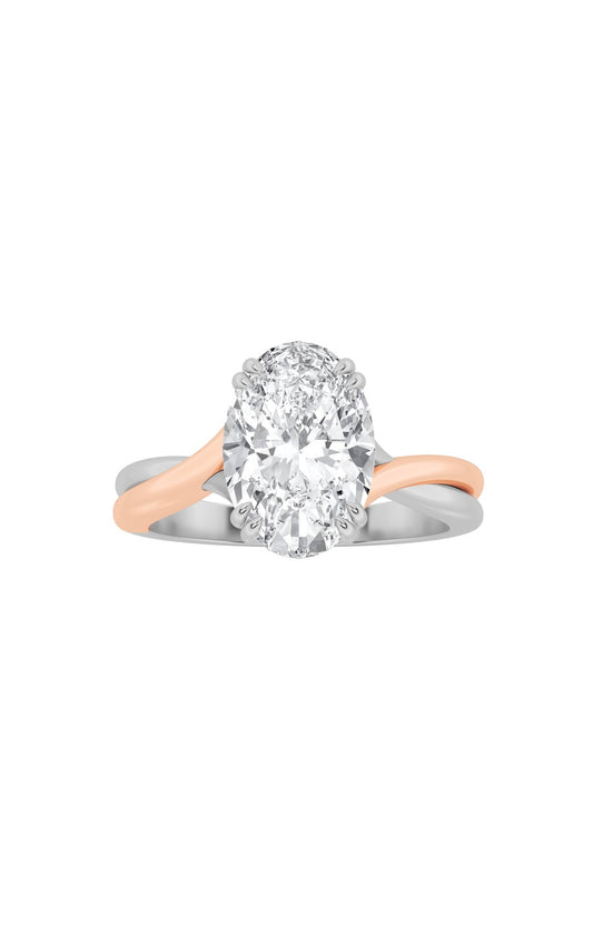 2Cttw Oval Shaped Lab Grown Diamond (F/VS) Solitaire Engagement Ring in 14K Gold