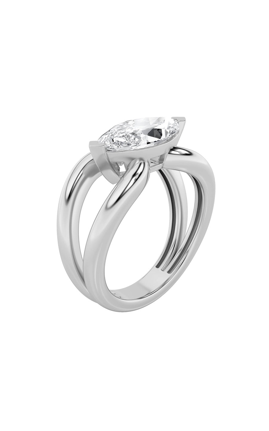 2Cttw Marquise Shaped Lab Grown Diamond (F/VS) East West Solitaire Ring in 14K Gold