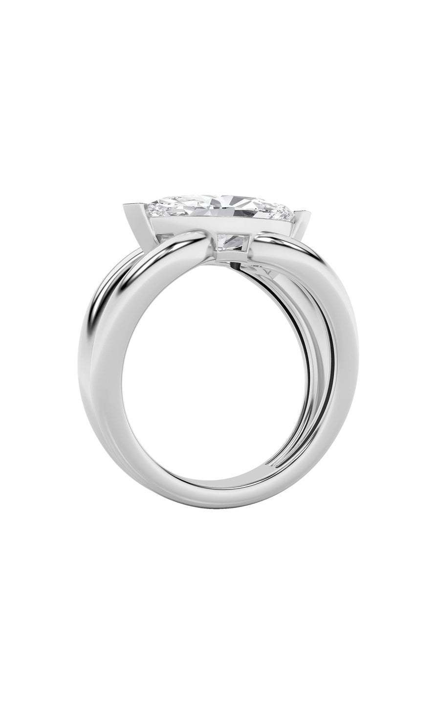 2Cttw Marquise Shaped Lab Grown Diamond (F/VS) East West Solitaire Ring in 14K Gold