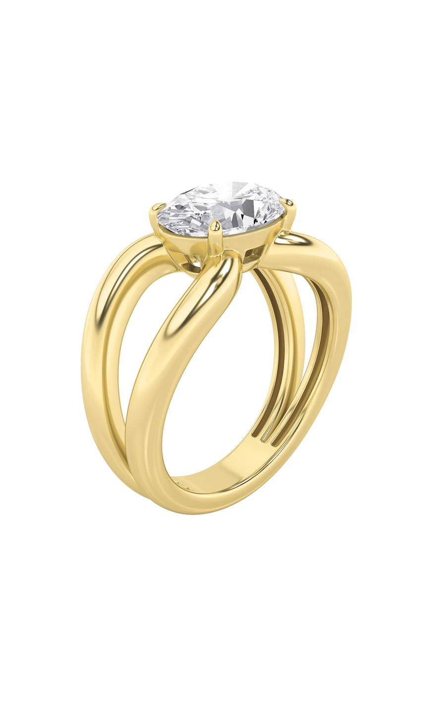 2Cttw Oval Shaped Lab Grown Diamond (F/VS) East West Solitaire Ring in 14K Gold