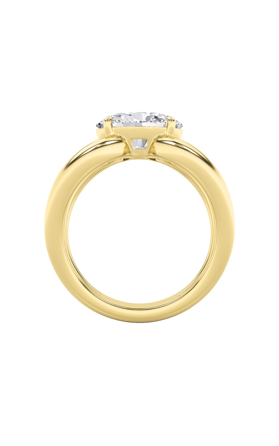 2Cttw Oval Shaped Lab Grown Diamond (F/VS) East West Solitaire Ring in 14K Gold