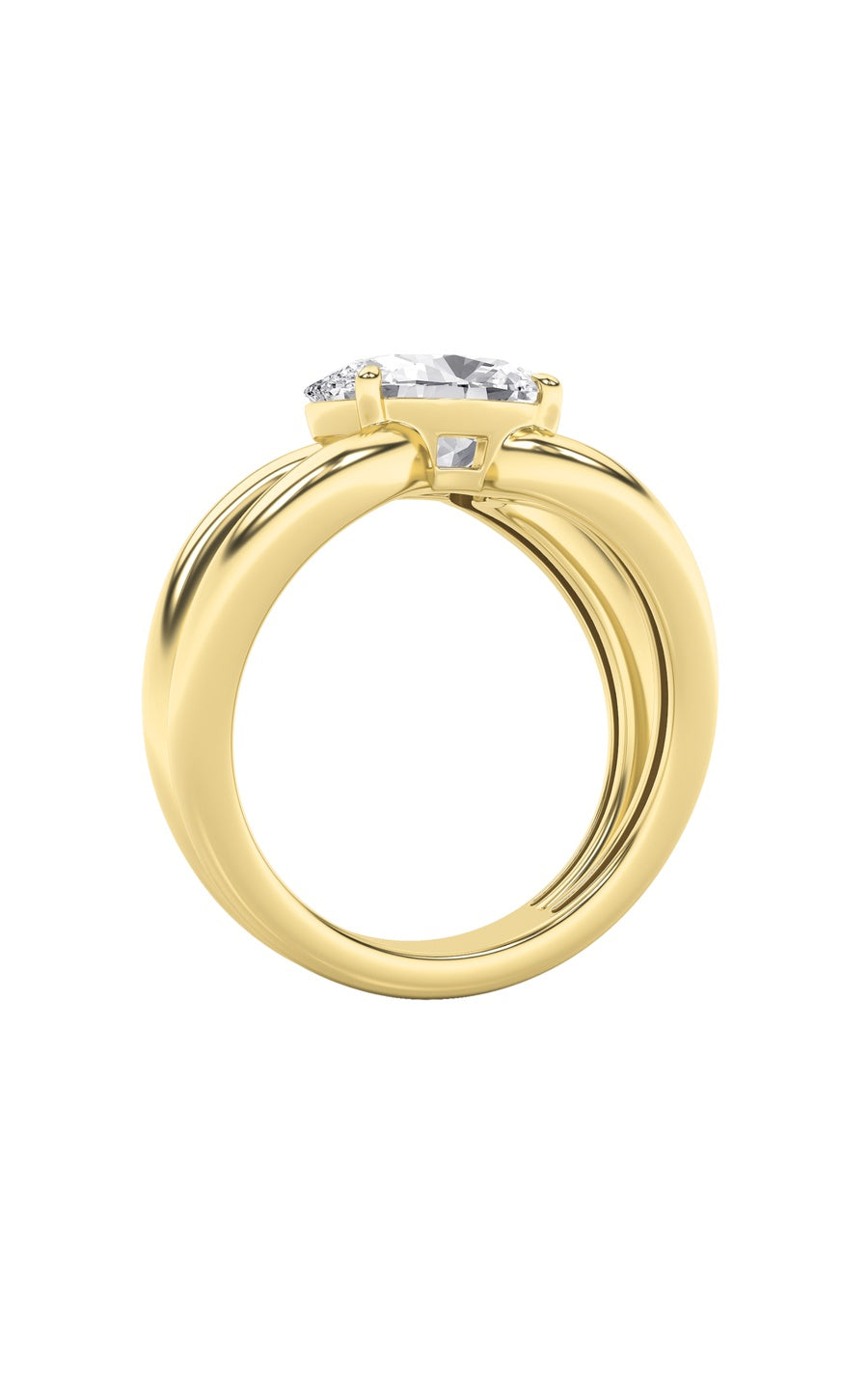 2Cttw Oval Shaped Lab Grown Diamond (F/VS) East West Solitaire Ring in 14K Gold