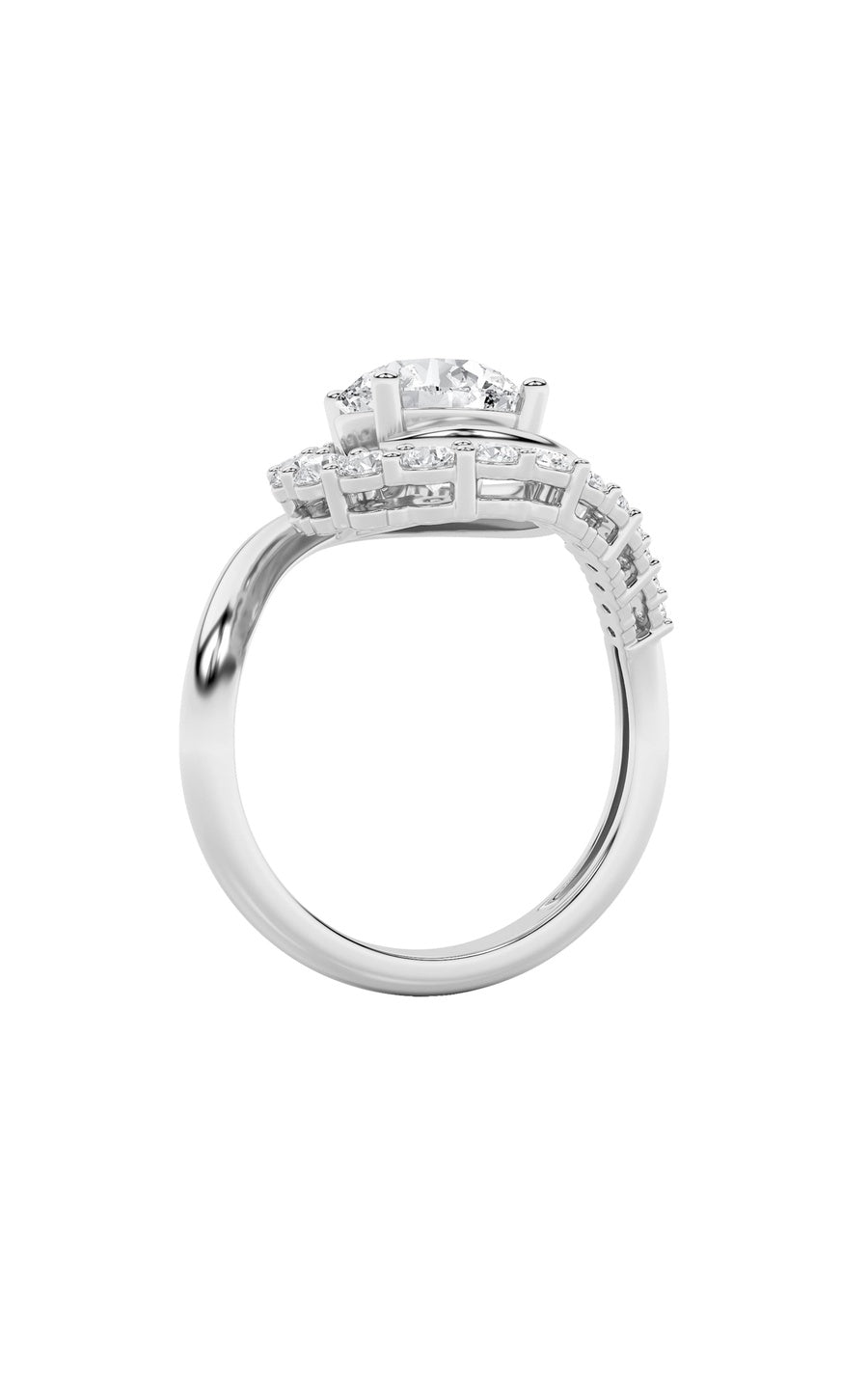 2.5Cttw Round Shaped Lab Grown Diamond (F/VS) Swirl Accented Fashion Ring in 14K Gold