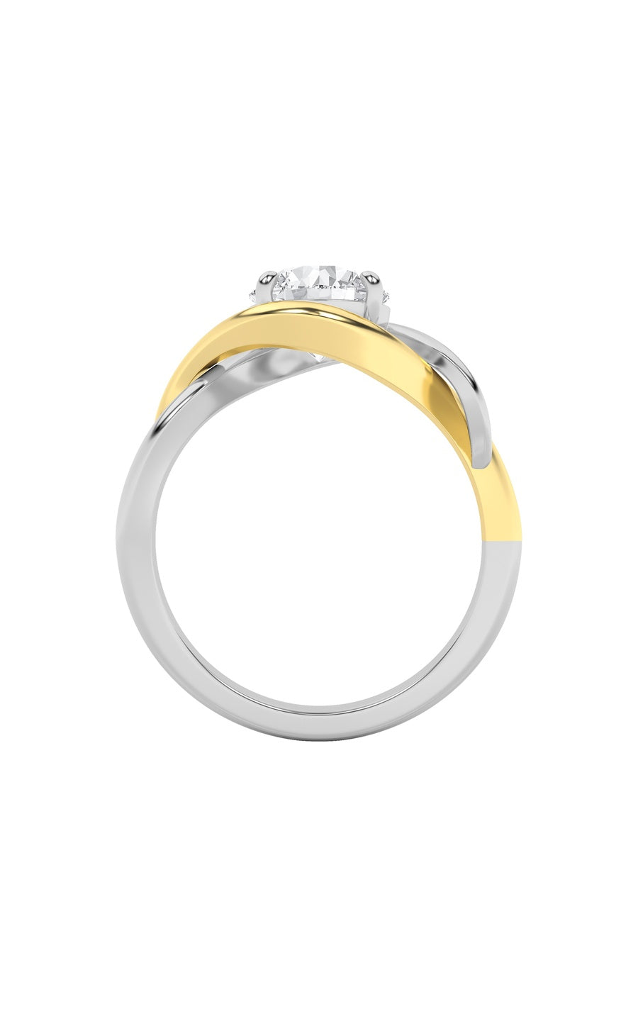 1.5Cttw Round Shaped Lab Grown Diamond (F/VS) TwoTone Know Solitaire Engagement Ring in 14K Gold