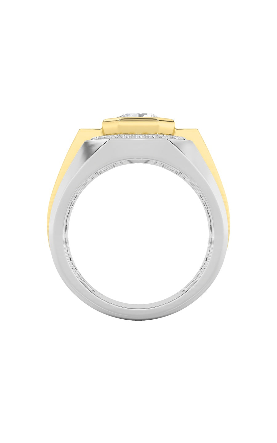 3Cttw Asscher Shaped Lab Grown Diamond (F/VS) MensRing in 14K Gold