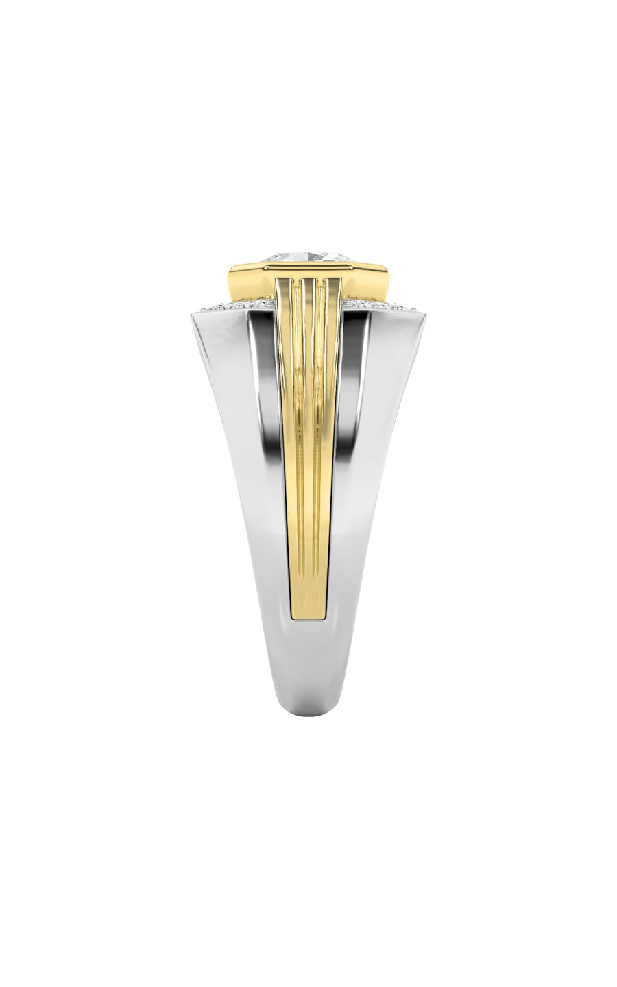 3Cttw Asscher Shaped Lab Grown Diamond (F/VS) MensRing in 14K Gold