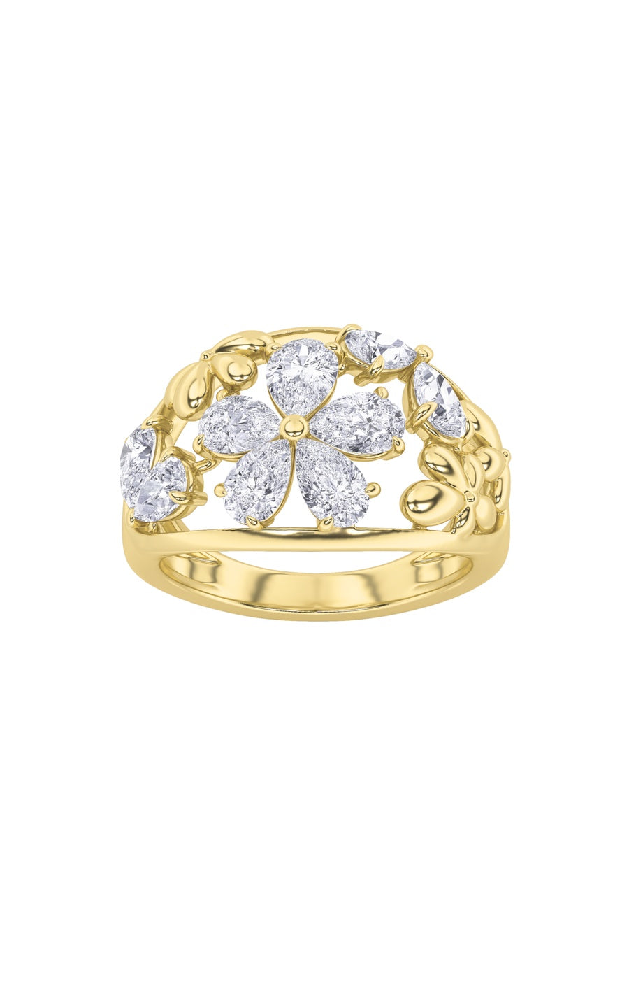 2.5Cttw Pear Shaped Lab Grown Diamond (G/VS) Fashion Ring in 14K Gold