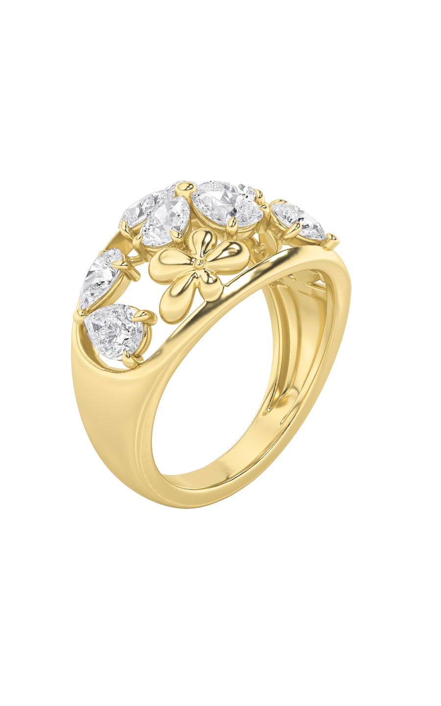 2.5Cttw Pear Shaped Lab Grown Diamond (G/VS) Fashion Ring in 14K Gold