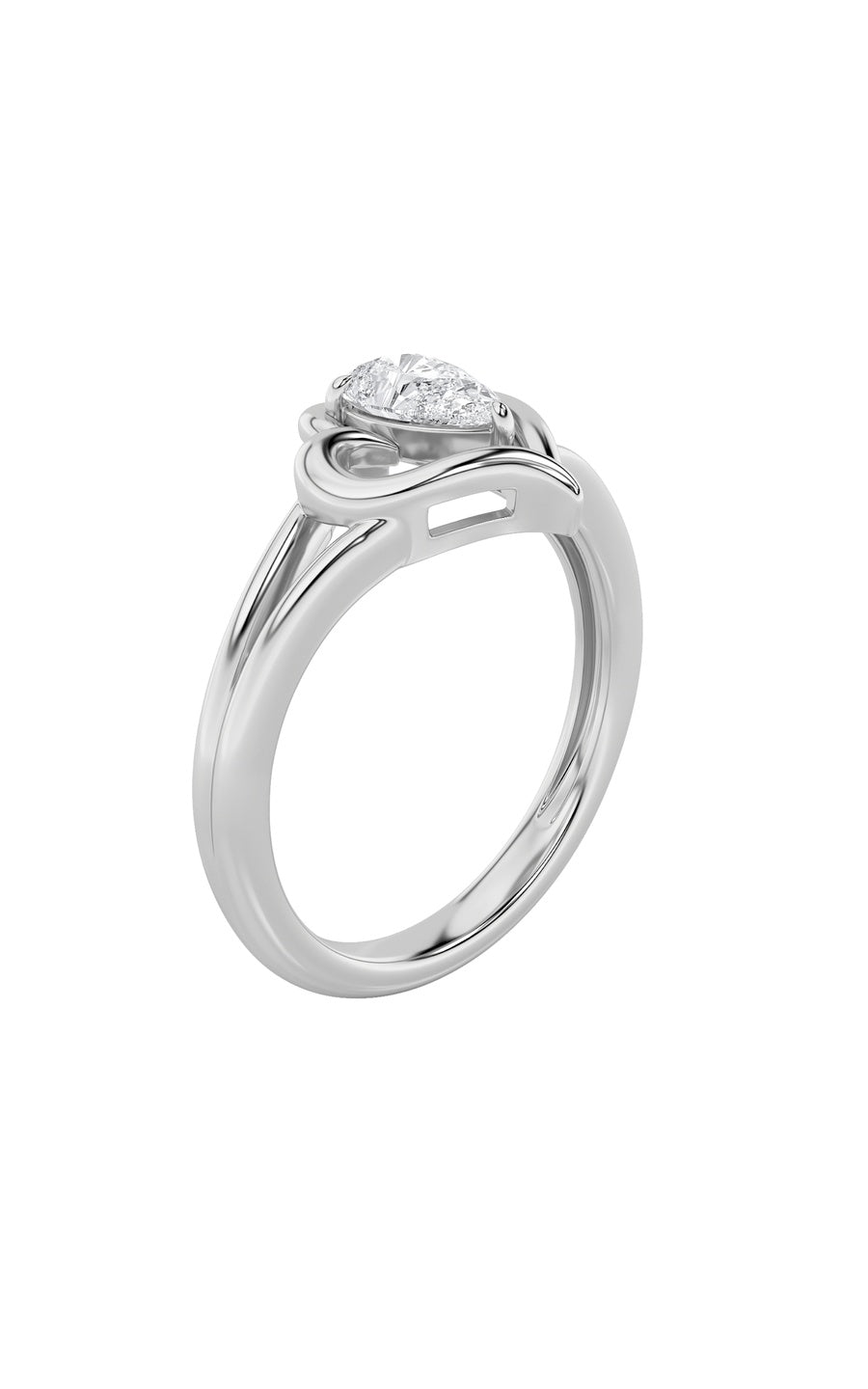 0.5Cttw Pear Shaped Lab Grown Diamond (F/VS) HeartRing in 14K  White Gold