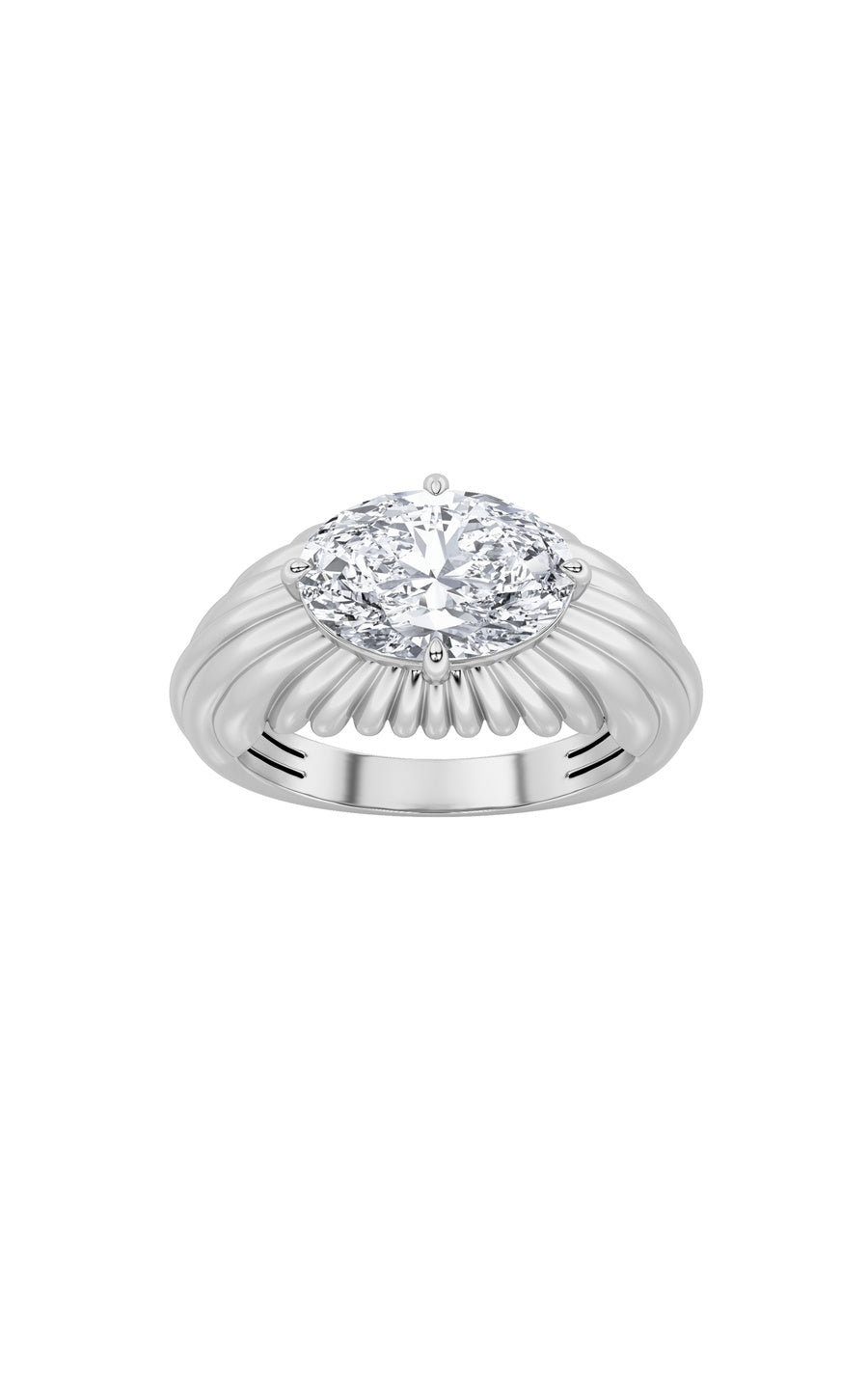 2Cttw Oval Shaped Lab Grown Diamond (F/VS) Fancy Solitaire Ring in 14K Gold