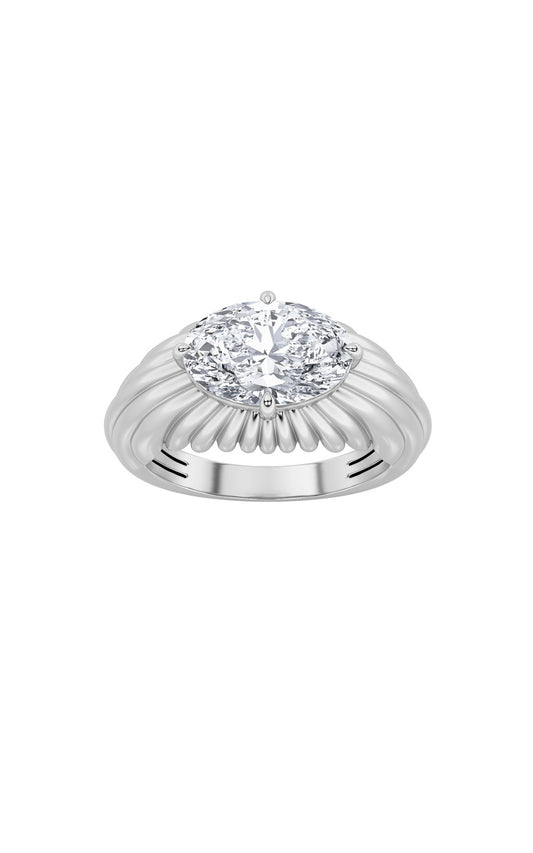 2Cttw Oval Shaped Lab Grown Diamond (F/VS) Fancy Solitaire Ring in 14K Gold