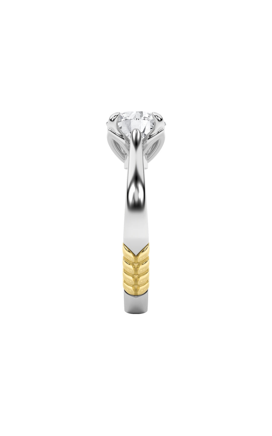 2Cttw Round Shaped Lab Grown Diamond (F/VS) Two Tone Classic Solitaire Engagement Ring in 14K Gold
