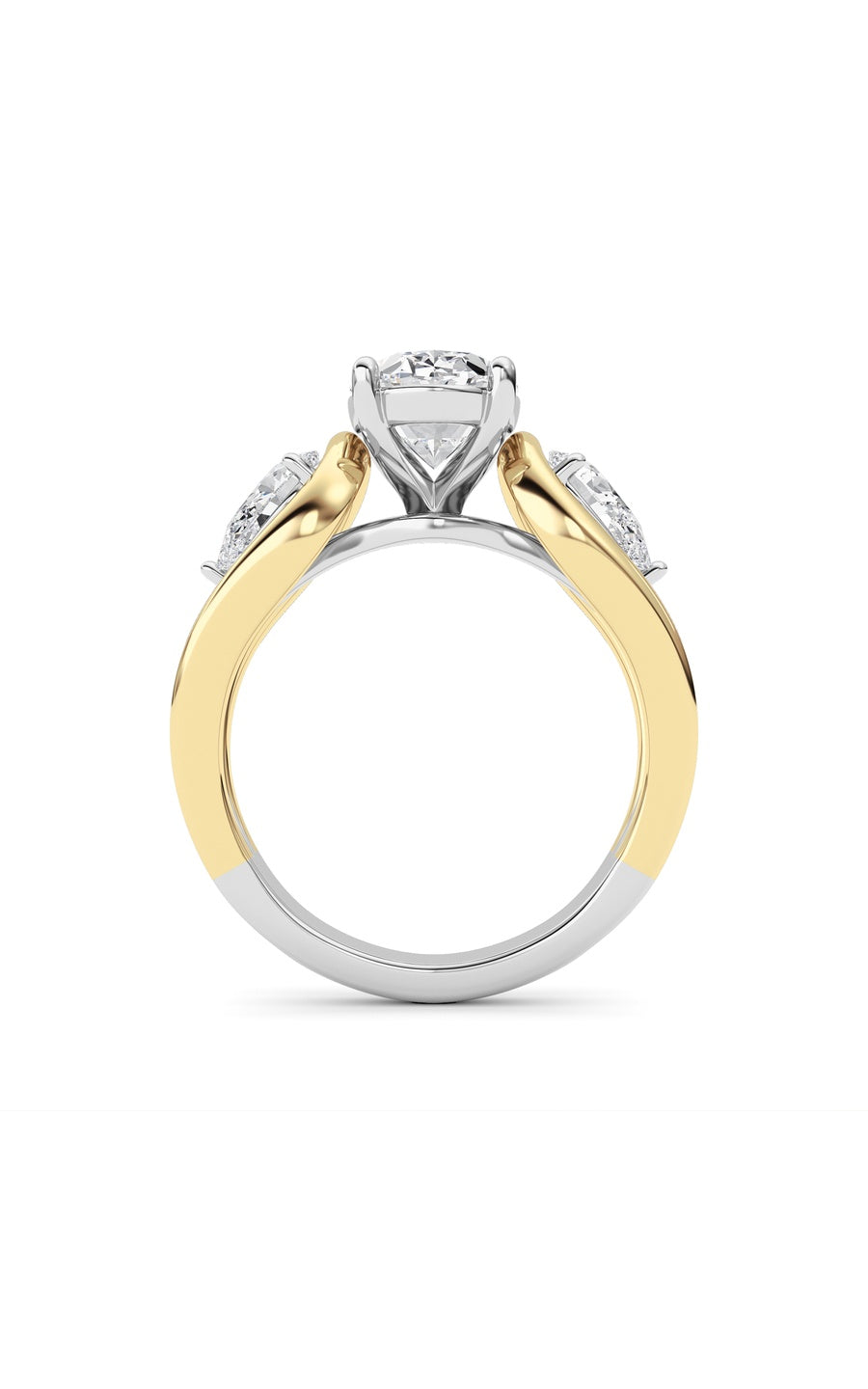 3Cttw Oval Shaped Lab Grown Diamond (F/VS) Two Tone Solitaire Engagement Ring in 14K Gold