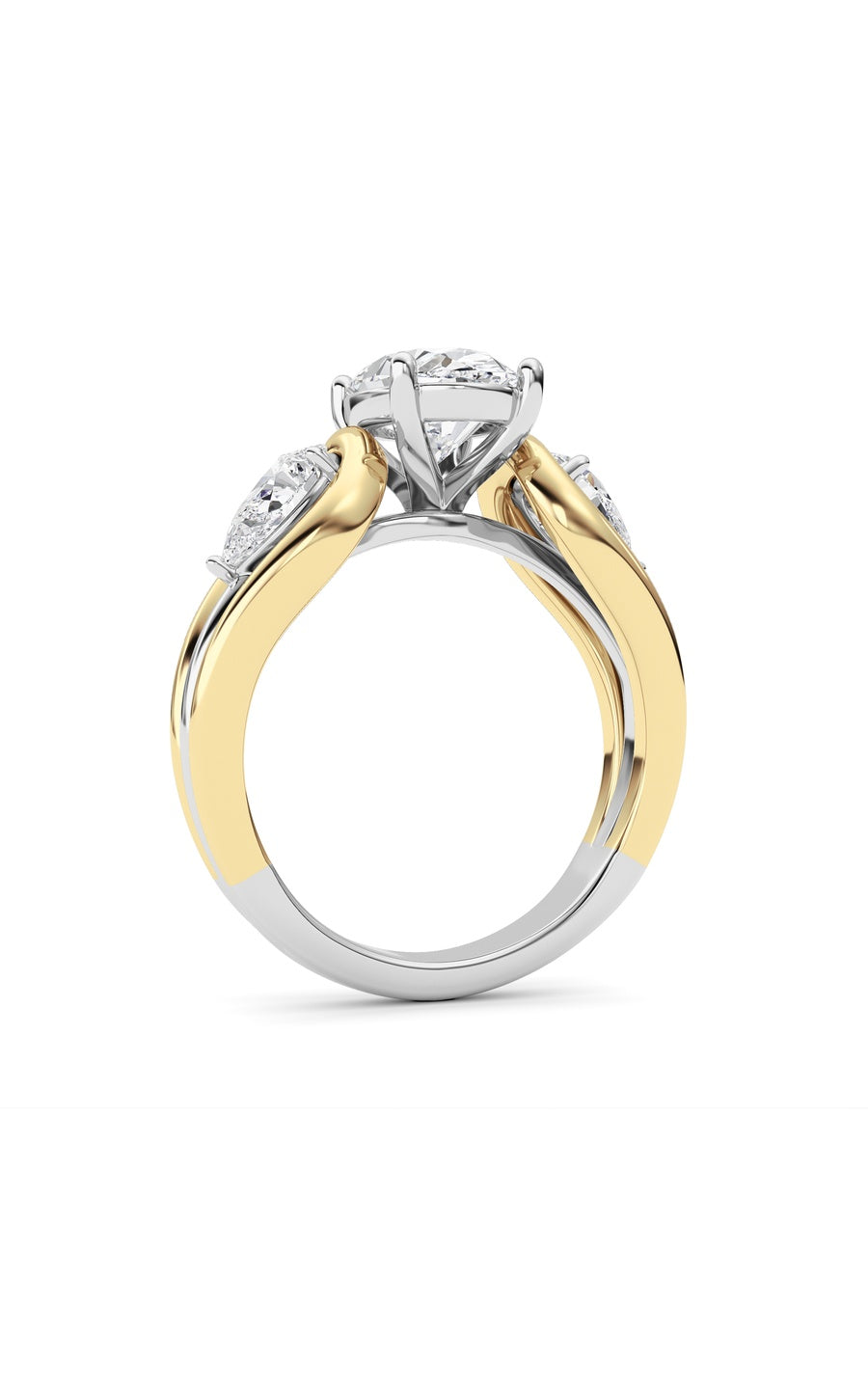 3Cttw Oval Shaped Lab Grown Diamond (F/VS) Two Tone Solitaire Engagement Ring in 14K Gold