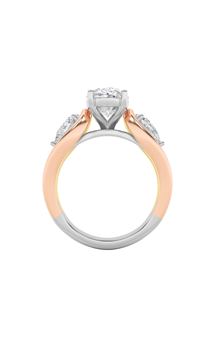 3Cttw Oval Shaped Lab Grown Diamond (F/VS) Two Tone Solitaire Engagement Ring in 14K Gold