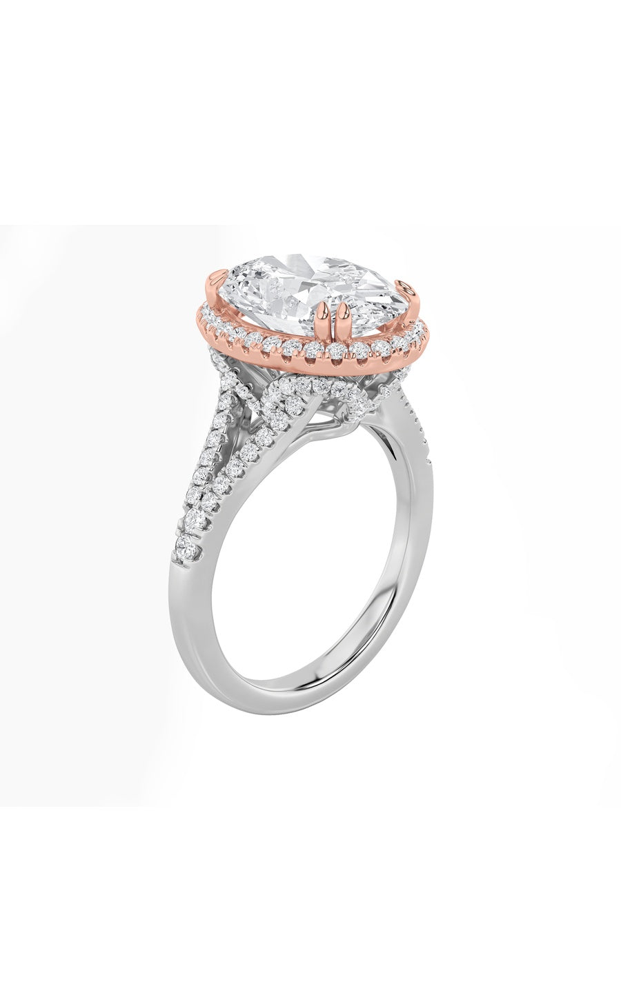 4.5Cttw Oval Shaped Lab Grown Diamond (F/VS) BoldAccented Statement Engagement Ring in 14K Gold
