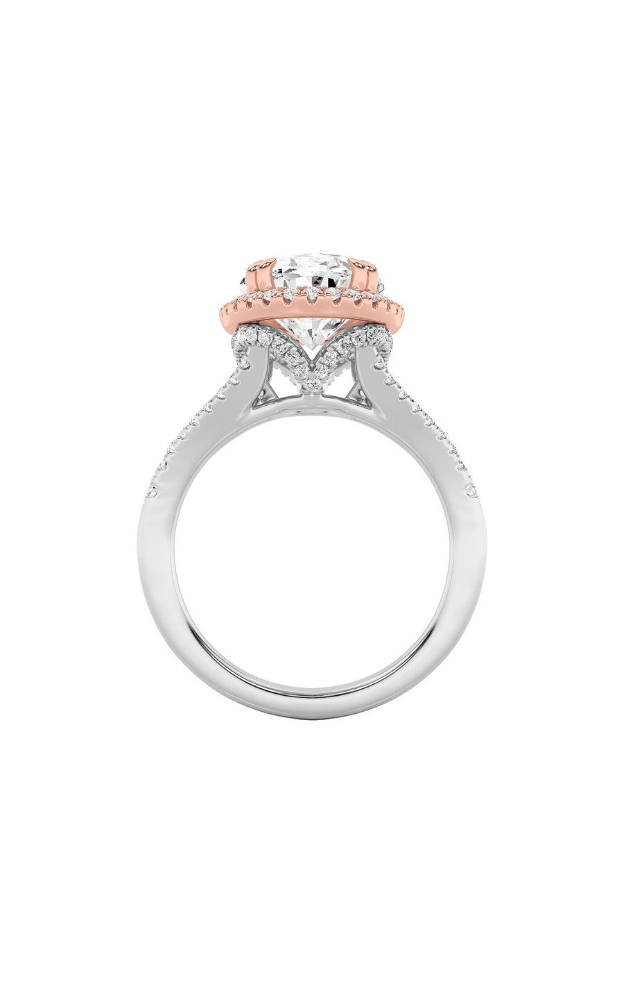 4.5Cttw Oval Shaped Lab Grown Diamond (F/VS) BoldAccented Statement Engagement Ring in 14K Gold