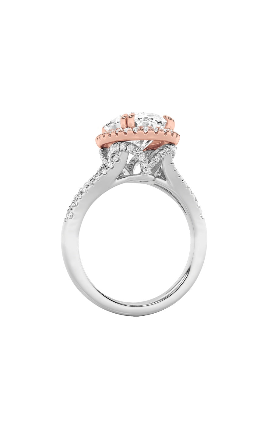 4.5Cttw Oval Shaped Lab Grown Diamond (F/VS) BoldAccented Statement Engagement Ring in 14K Gold